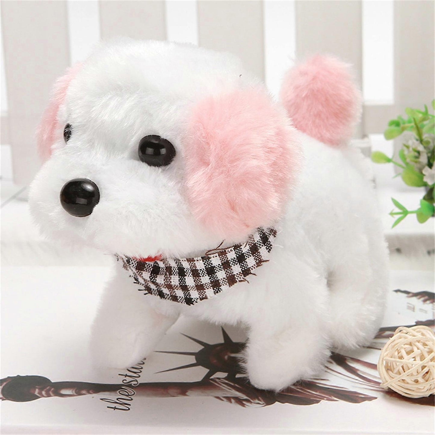 Electronic Plush Toys Puppy Interactive Big Head Dog Pink