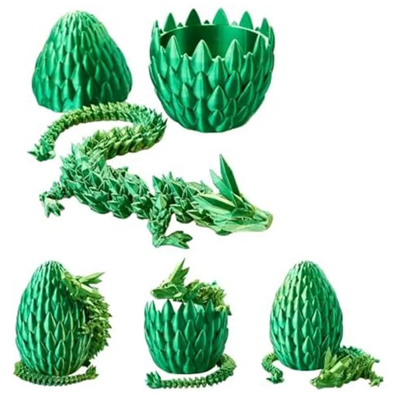 3D Printed Dragon in Egg Full Articulated Dragon Crystal Dragon