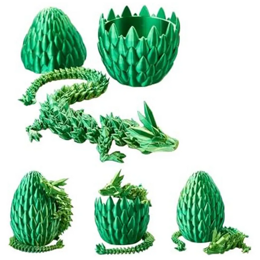 3D Printed Dragon in Egg Full Articulated Dragon Crystal Dragon