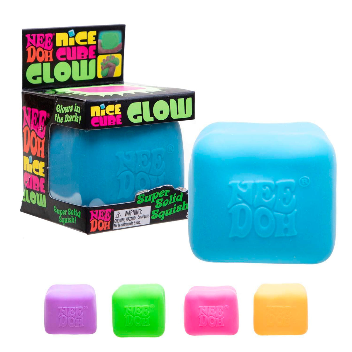 Needoh Glow Squishy Fluorescent Glow-in-the-Dark Ice Cube Toy 100% authentic Collectible Squishy Anti-Stress Toy Soft Maltose Material 100% authentic