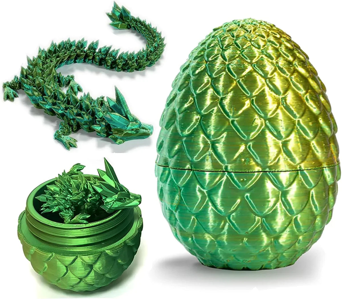 3D Printed Dragon in Egg Full Articulated Dragon Crystal Dragon