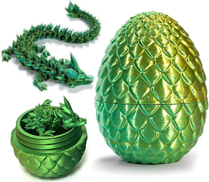 3D Printed Dragon in Egg Full Articulated Dragon Crystal Dragon