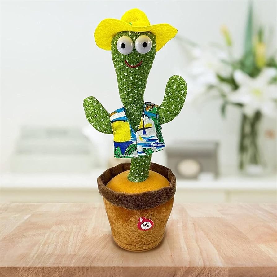 Funny Potted Dancing Cactus Plush Toy Swing Home Tabletop Decor