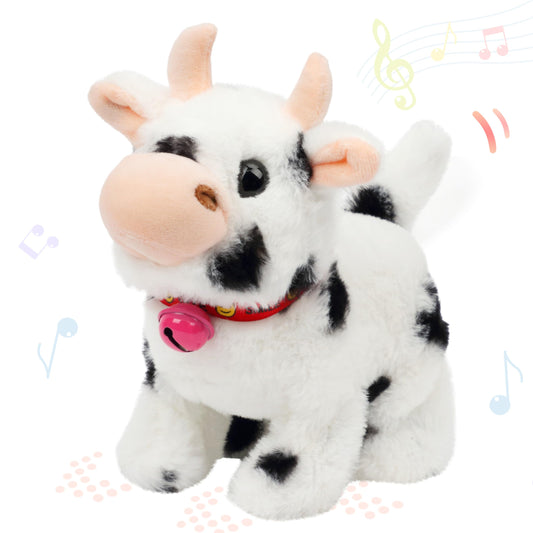 Hopearl Walking Cow Interactive Electronic Pet Plush Dairy Cattle Toy