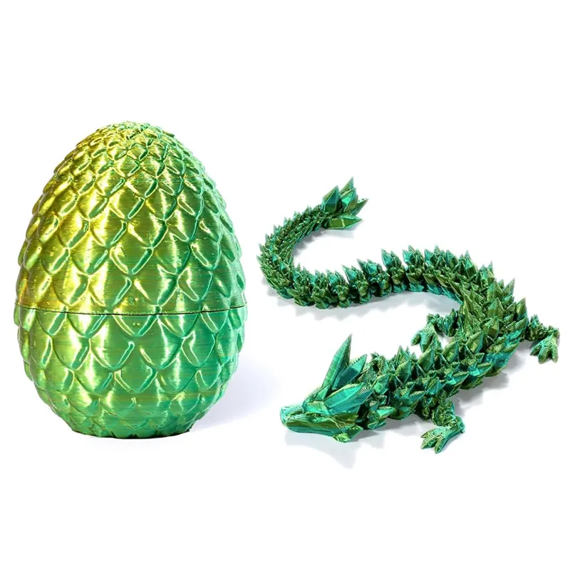 3D Printed Dragon in Egg Full Articulated Dragon Crystal Dragon