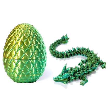 3D Printed Dragon in Egg Full Articulated Dragon Crystal Dragon