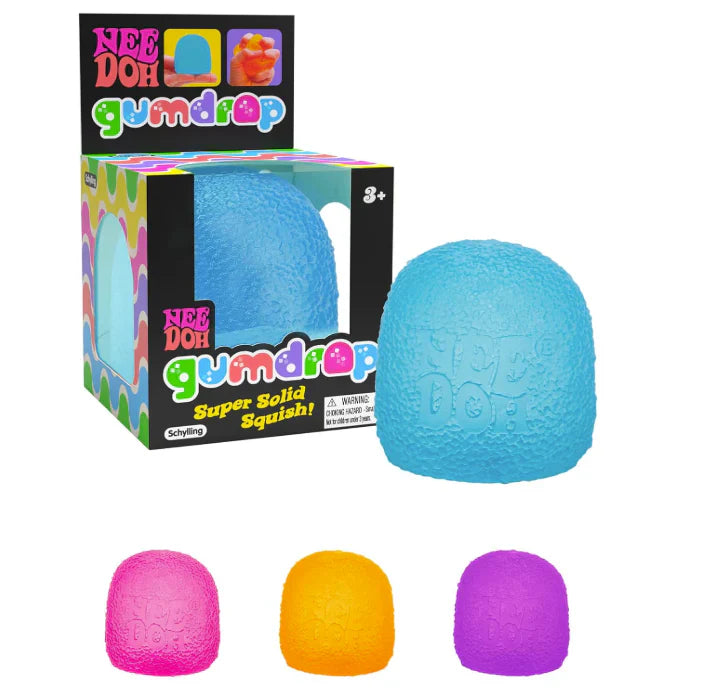 Schylling NeeDoh Gumdrop Squishy Fidget Toy, Sweetie-Themed NeeDoh Stress Ball, Kids' Sensory Toys for Anxiety Relief, Safe Non-Toxic Dough Material, 100% authentic Color may vary