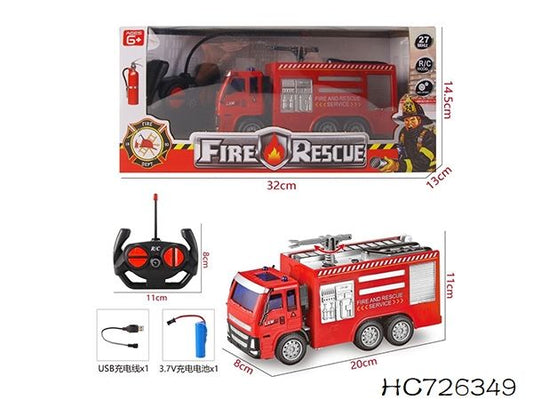 4 Channel Plastic Fire Engine Truck Toy Remote Control RC Water Spray Fire Truck