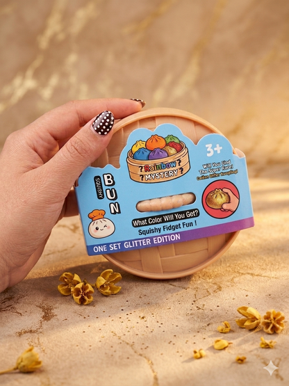Dumpling Squishy Glitter Mystery Toy | Mystery Squishy Dumplings Set for Kids | Surprise Dumpling Glitter Squishy, Rare Dumplings Bun Stress Relief Fidget Set, Random Colors