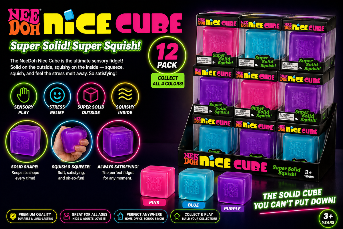 Needoh Squishy Set of 12 (mix colors) Nice Cube NEW HOT🔥VIRAL Squeeze Toy - 2" Wide