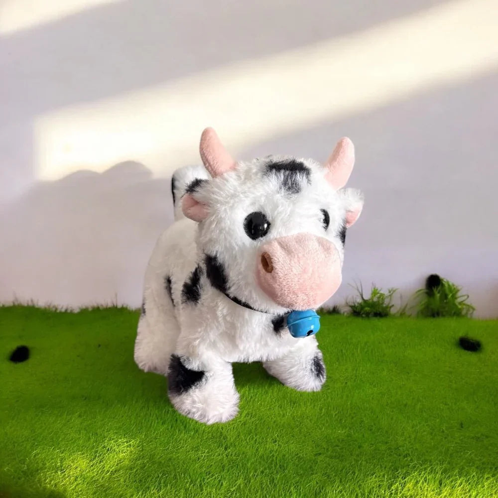 Hopearl Walking Cow Interactive Electronic Pet Plush Dairy Cattle Toy