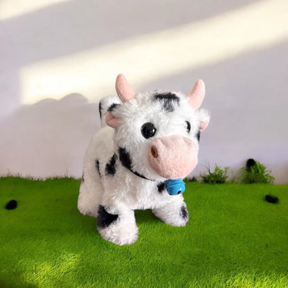 Hopearl Walking Cow Interactive Electronic Pet Plush Dairy Cattle Toy